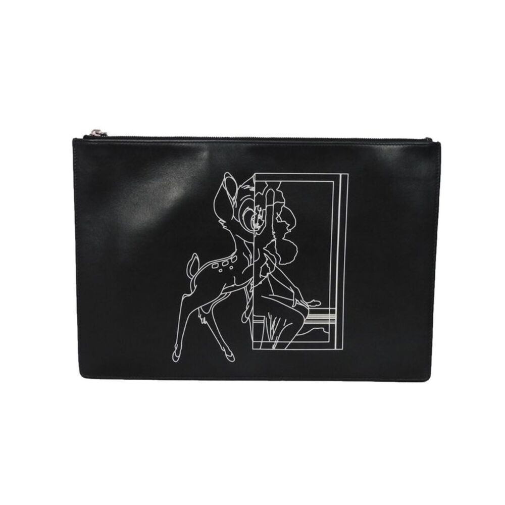 Pre Loved Givenchy Bambi Clutch Black Leather - Picture 1 of 8